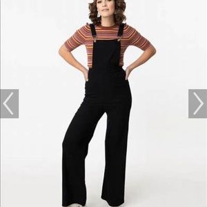Collectif NWT black high waist 1970’s overalls